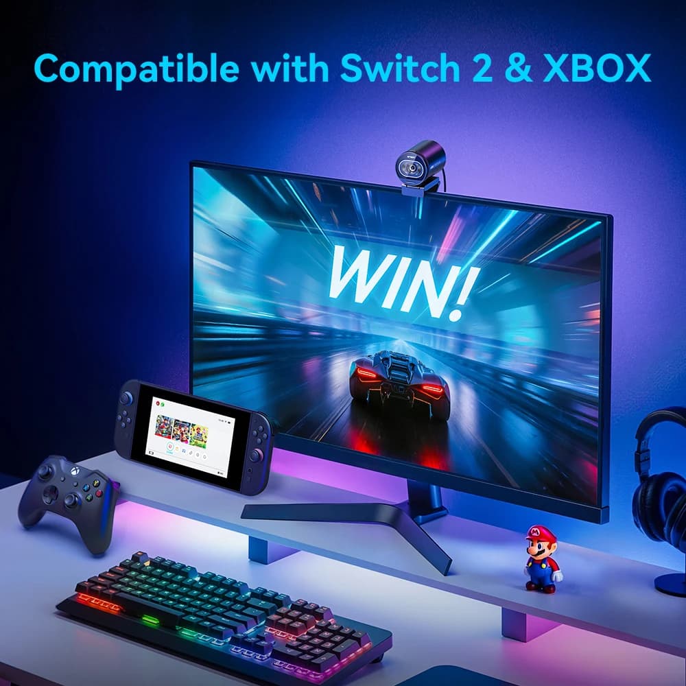 كاميرا ويب 4K، تدفق 1080P، 60FPS، USB، EMEET S600، تركيز تلقائي، كاميرا بث مباشر مع ميكروفون لـ Tiktok/YouTube - 6