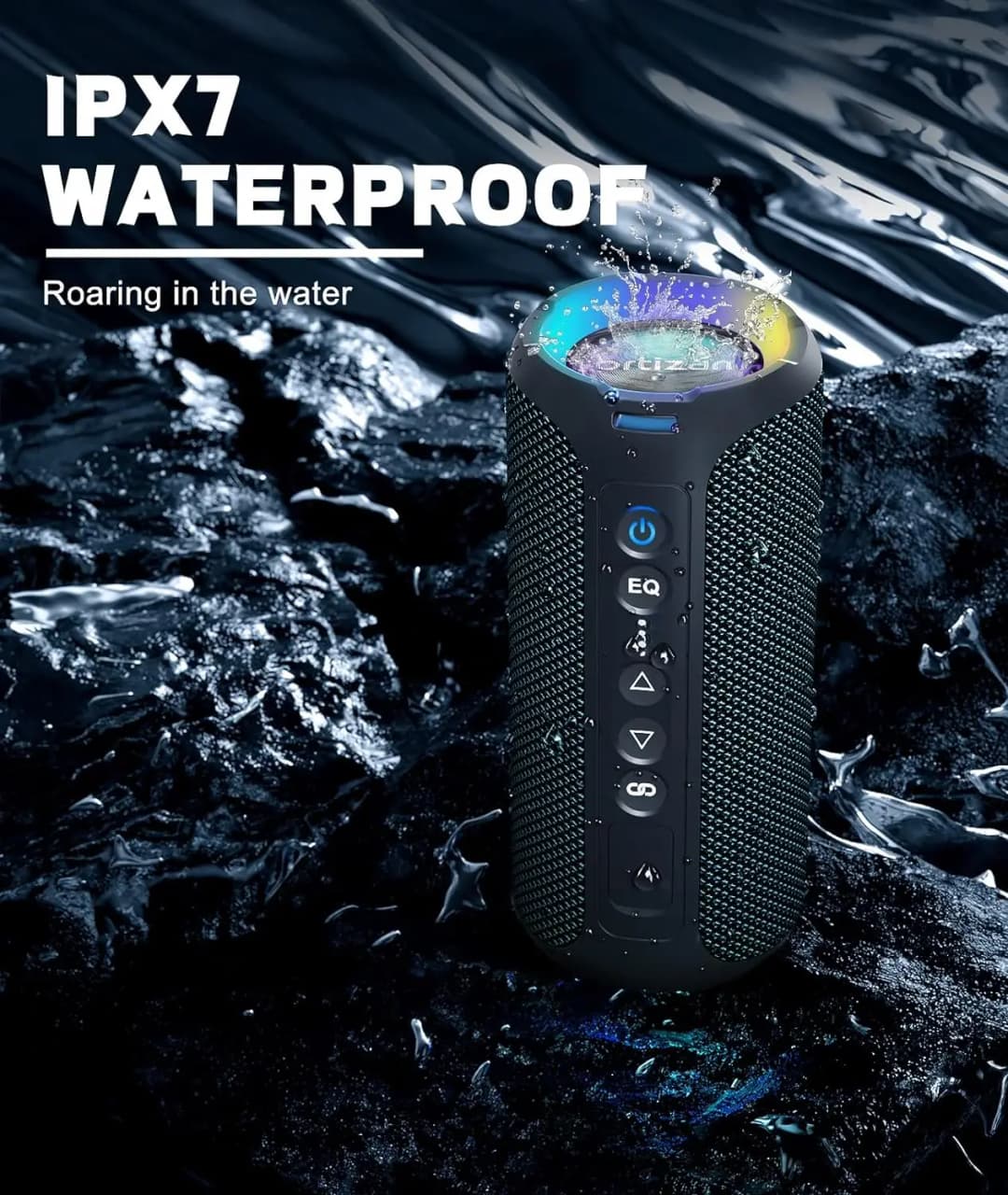 Ortizan X8 Pro Bluetooth Speaker Portable with 40W Stereo Sound,Rich Bass,IPX7 Waterproof, 30H Playtime, Mixed Color Lights,3 EQ - 3
