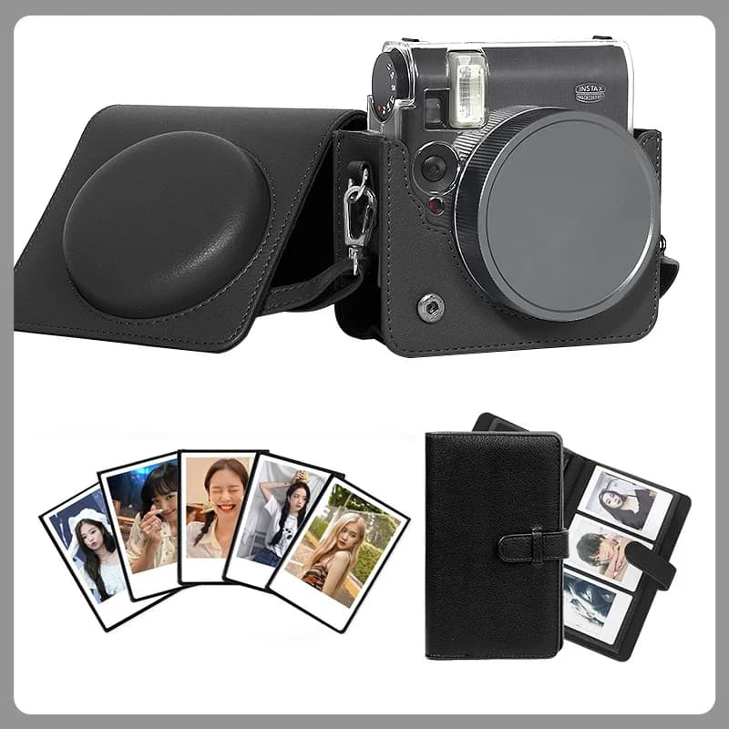 Fujifilm Mini 99 Leather Vintage Camera Case Protective Case PU Crystal case+Silver lens cover+96 Albums+Magnetic Photo Bag in