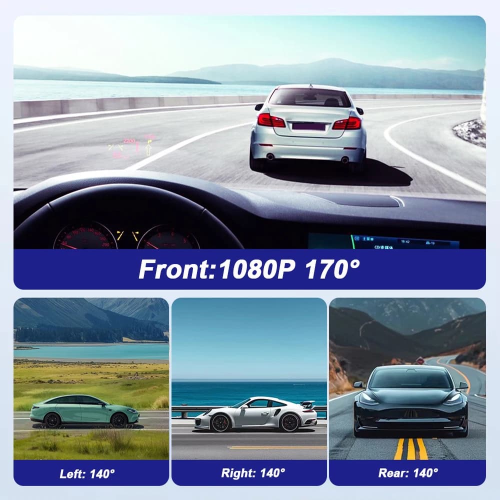 4 قناة داش كام واي فاي داشكام لسيارة dvr مسجل فيديو للرؤية الليلية 24H شاشة ركن السيارة صندوق أسود 360 °   كاميرا تسجيل السيارة - 5