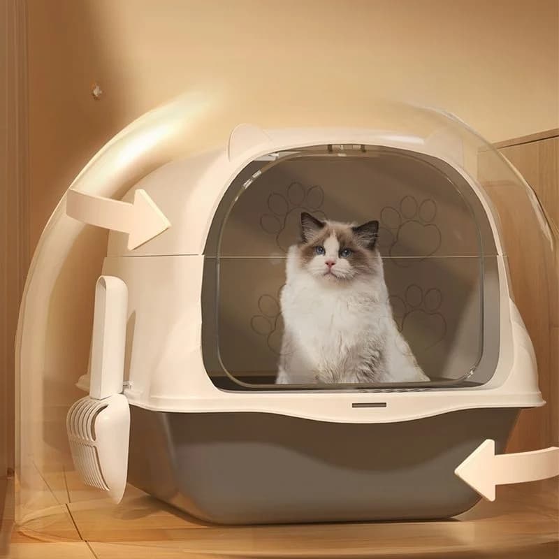 صندوق فضلات القطط كبير الحجم مغلق بالكامل، مرحاض للقطط الصغيرة، مقاوم للرذاذ، للتحكم في الروائح، مستلزمات الحيوانات الأليفة - 2
