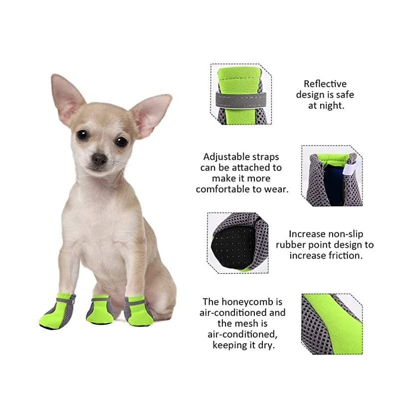 Pet Dog Shoes Breathable Waterproof Outdoor Walking Net Soft Summer Pet Shoes Night Safe Reflective Boots for Small Medium Dogs - 3