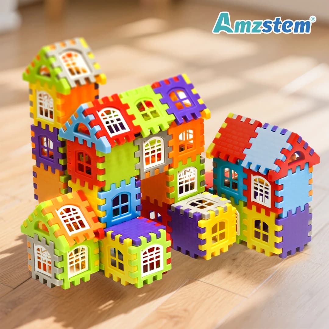 140-25PCS Large Scale House Building Blocks Simulation Window Design Construction Set Kindergarten Toys For Boys And Girls Gift - 3