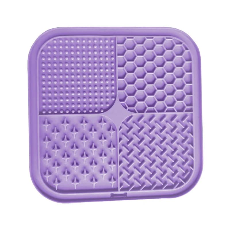 سجادة لعق للحيوانات الأليفة من السيليكون سجادة طعام للحيوانات الأليفة مع كوب شفط سجادة تغذية بطيئة حوض طعام بطيء مضاد للاختناق - 4