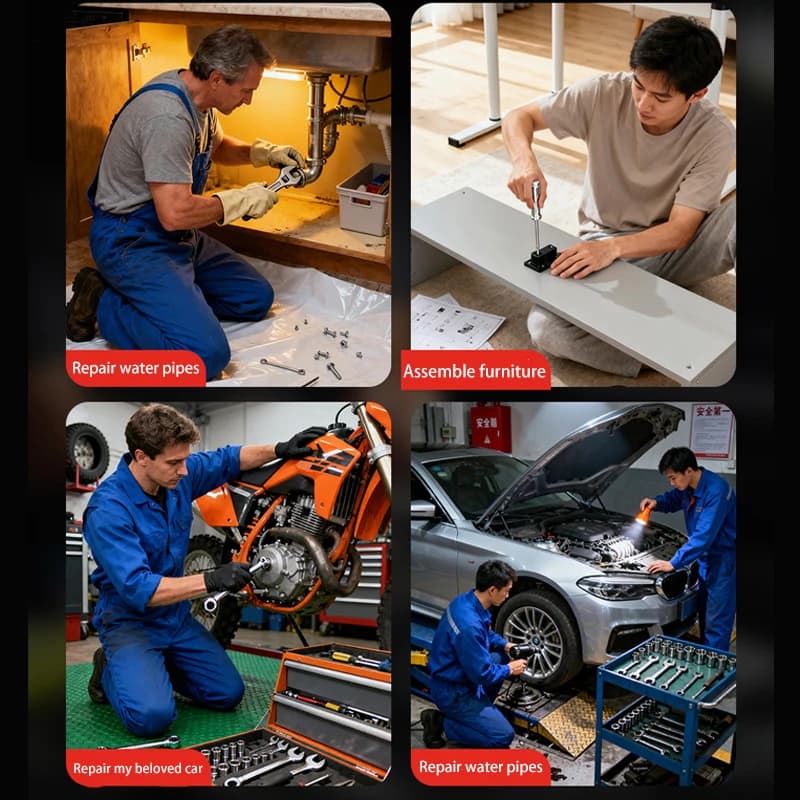 مفتاح قابل للتعديل العالمي المفك تراجع البلاستيك الكربون الصلب ورشة عمل ميكانيكية أدوات إصلاح اليد سيارة دراجة وجع - 6