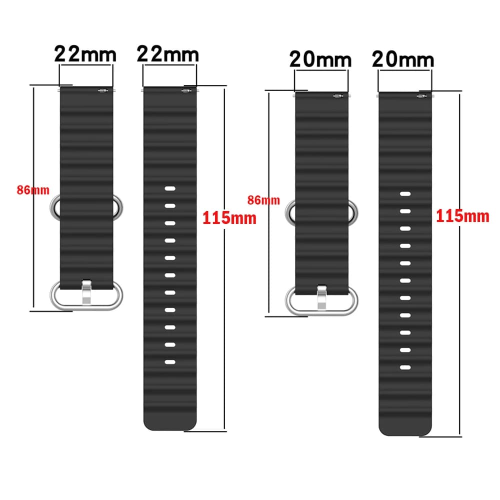 Ocean watch band For Samsung Galaxy Watch7 6 4-classic/5-Pro/active 2/Gear Silicone 22mm 20mm Bracelet Huawei GT 2 3 pro strap - 5