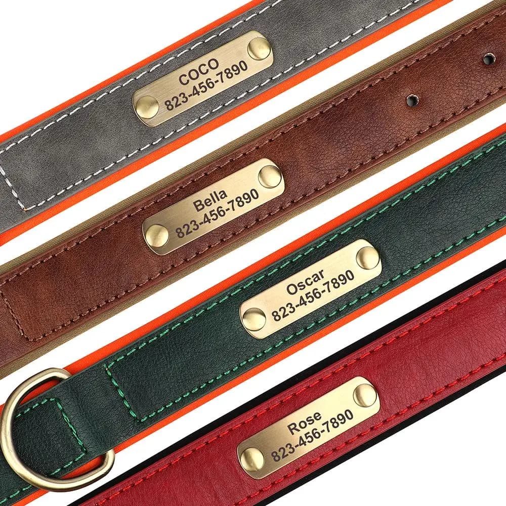 Personalized Dog Collar Custom Engraved PU Leather Dog Collars Free Engraving ID Tag Nameplate For Small Medium Large Dogs - 5