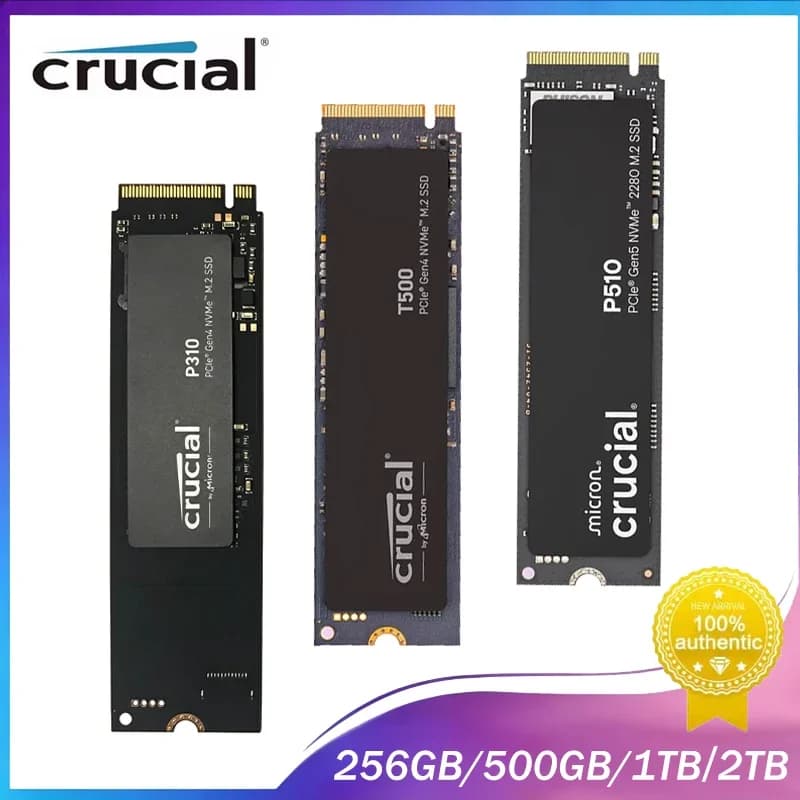 Crucial P510 1TB PCIe Gen4 NVMe M.2 SSD Internal Hard Drive(OEM Package)&Crucial NVME 2280 P310 1TB SSD&Crucial T500 1TB
