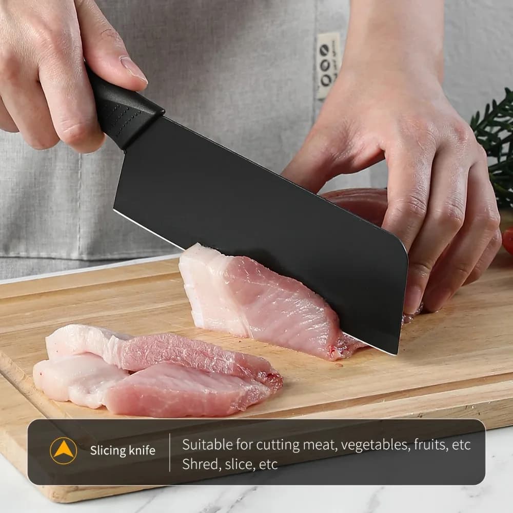 6pcs Kitchen Knife Set with Knife Holder High-grade Black Steel Knife Set Gift Knife Stainless Steel Kitchen Utensils Household - 2