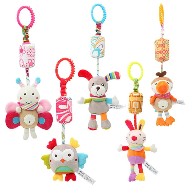 Baby Sensory Hanging Rattles Soft Learning Toy Plush Animals Stroller Infant Car Bed Crib with Teether for Bebe Babies Toddlers - 2