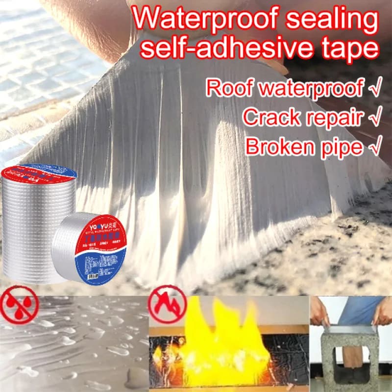 Butyl Waterproof Tape Strong Self-adhesive Tape High Temperature Resistance Aluminum Foil Thicken Tape Roof Crack Duct Repair Se - 2