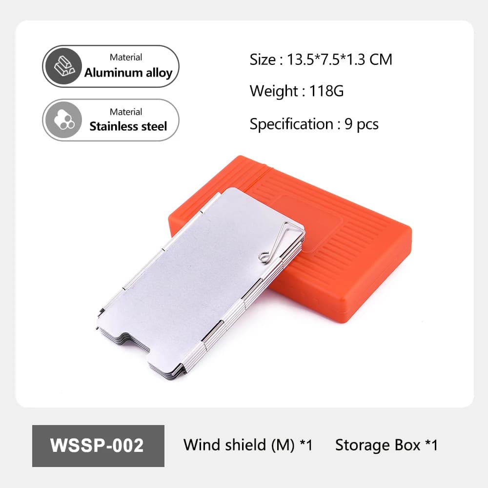 درع رياح تخييم محمول Widesea سبائك ألومنيوم فولاذ مقاوم للصدأ 9 قطع شاشة موقد مقاوم للرياح مع صندوق تخزين للطهي في الهواء الطلق - 2