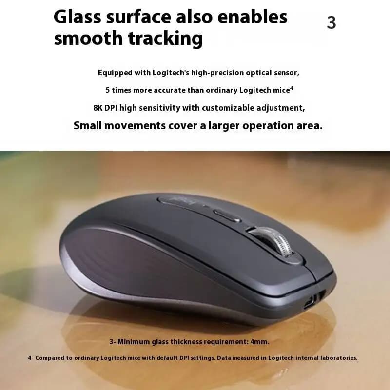 فأرة Logitech MX Anywhere 3S اللاسلكية الرسمية، بتقنية بلوتوث، مناسبة لأجهزة الكمبيوتر المحمولة والمكتبية من سلسلة M750 - 6