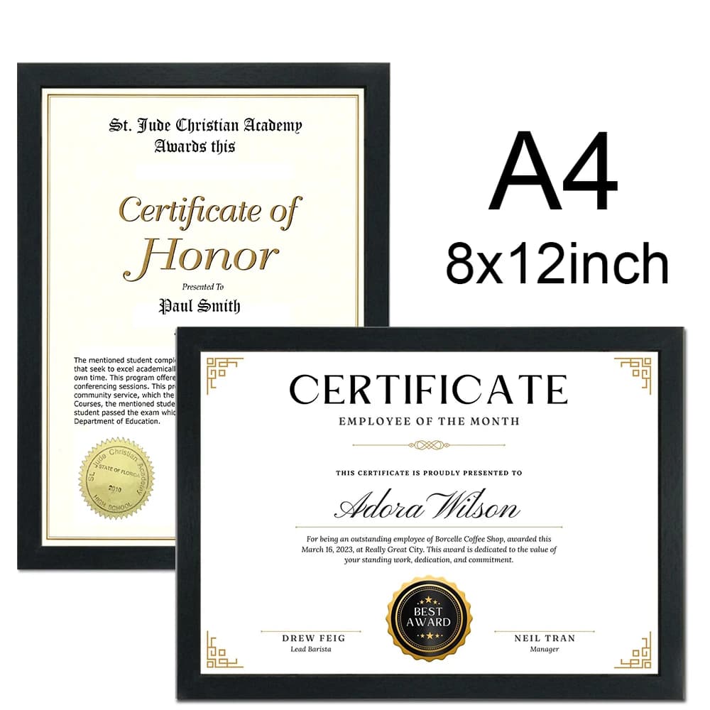 1/2/3pcs Wood Picture Frame A4 8X12in Honors Certificate Document Frame Wooden Photo Frame for Wall Hanging Desktop Disply - 3