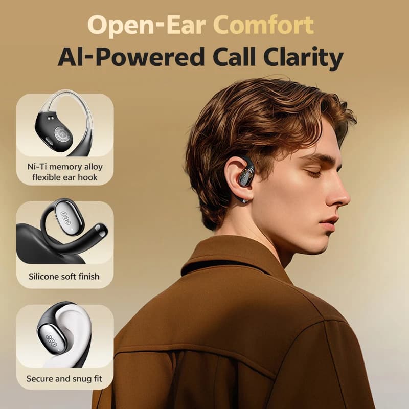 سماعات أذن QCY Crossky R70 لاسلكية مفتوحة الأذن، دقة عالية مع LDAC، بلوتوث 6.0، تعزيز الباس، صوت مكاني - 6
