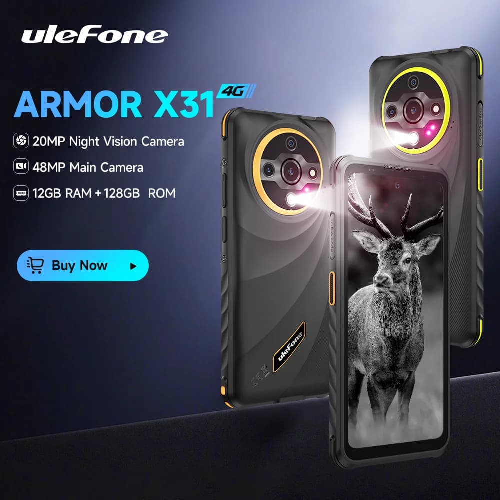 هاتف Ulefone Armor X31 4G متين بنظام Android 14 هاتف ذكي 6.56 بوصة ذاكرة وصول عشوائي 12 جيجابايت ذاكرة قراءة فقط 128 جيجابايت 48 ميجابكسل NFC كاميرا ليلية IR Blaster إصدار عالمي