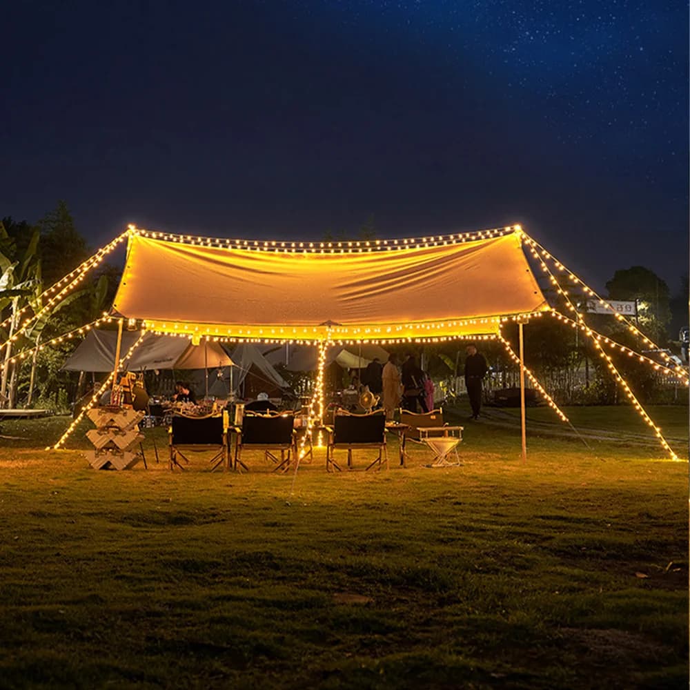 أضواء سلسلة تخييم، مصباح تخييم خارجي، أضواء كريستال كروية مقاومة للماء تعمل عبر USB، إضاءة فناء لخيمة التخييم - 3