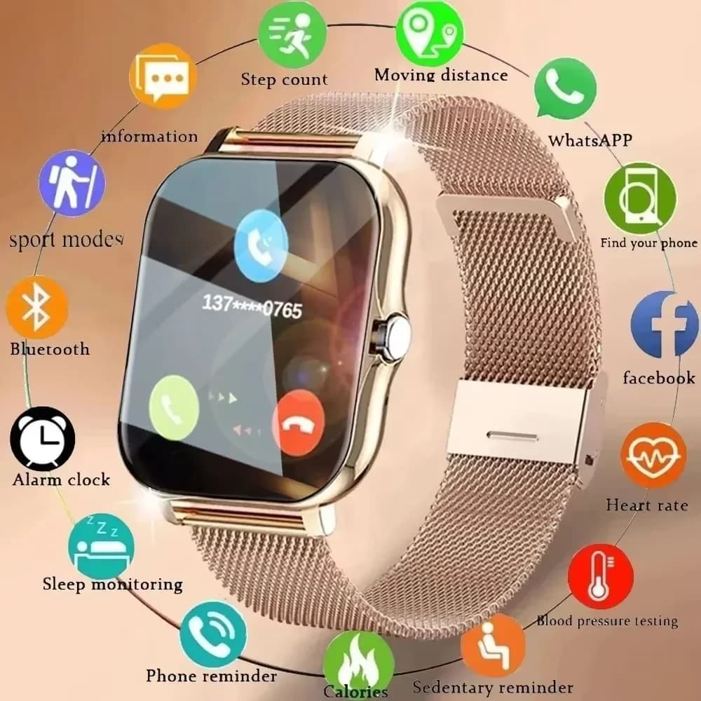 LAXASFIT 2025 New Men's Smart Watch Women's Gift Full Touch Screen Sports Fitness Watch Bluetooth Call Smart Watch