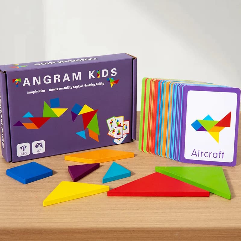 ثلاثية الأبعاد نمط خشبي الحيوان بازل قطع الملونة Tangram لعبة أطفال مونتيسوري التعليم المبكر فرز ألعاب لعب الأطفال هدية - 5