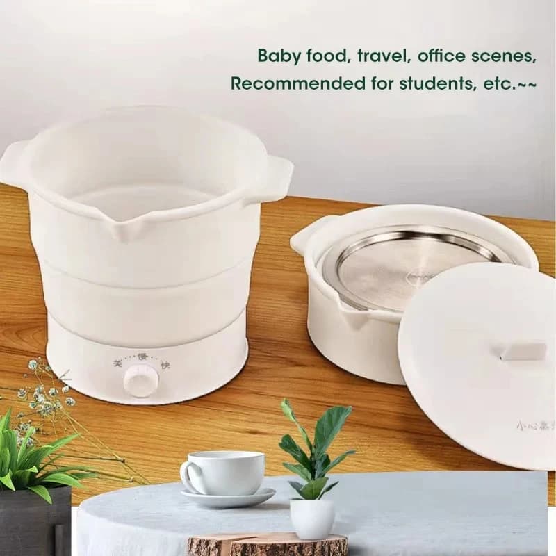 HOMEFISH Foldable Silicone Electric Pot Portable Multi-Purpose Hot Water Boiler for Travel 110/220V Kettle Ideal for Camping - 2