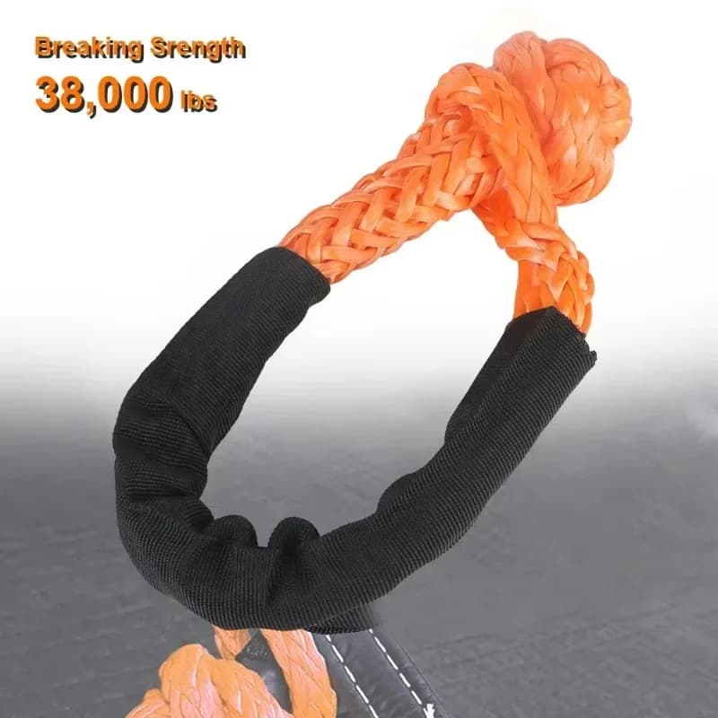 Synthetic Fiber Soft Shackle for Vehicle Recovery Off Road Towing Ropes Car Trailer Pull Rope with Protective Sleeve 38000 Lbs - 2