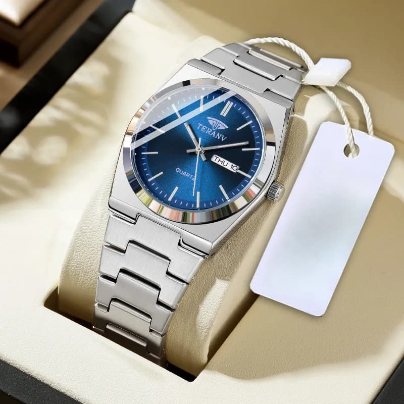 Men's Watch, Slim Stainless Steel Calendar Fashion Quartz Watch - 4