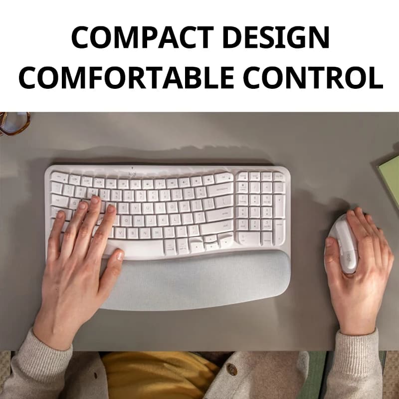 لوحة مفاتيح لوجيتك ويف كيز لاسلكية مريحة مع مسند راحة اليد المبطن، كتابة مريحة وطبيعية، بلوتوث، استقبال بولت - 3