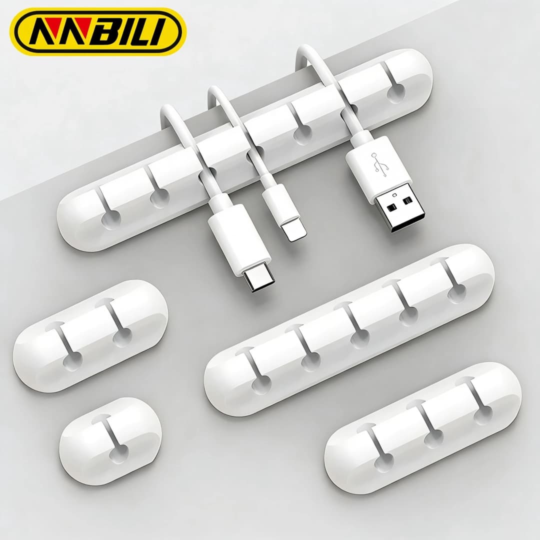 NNBILI 1/3/5/7Hole Cable Cord Wire Organizer Silicone USB Cable Winder Management Clips Self Adhesive for Mouse Keyboard Headset
