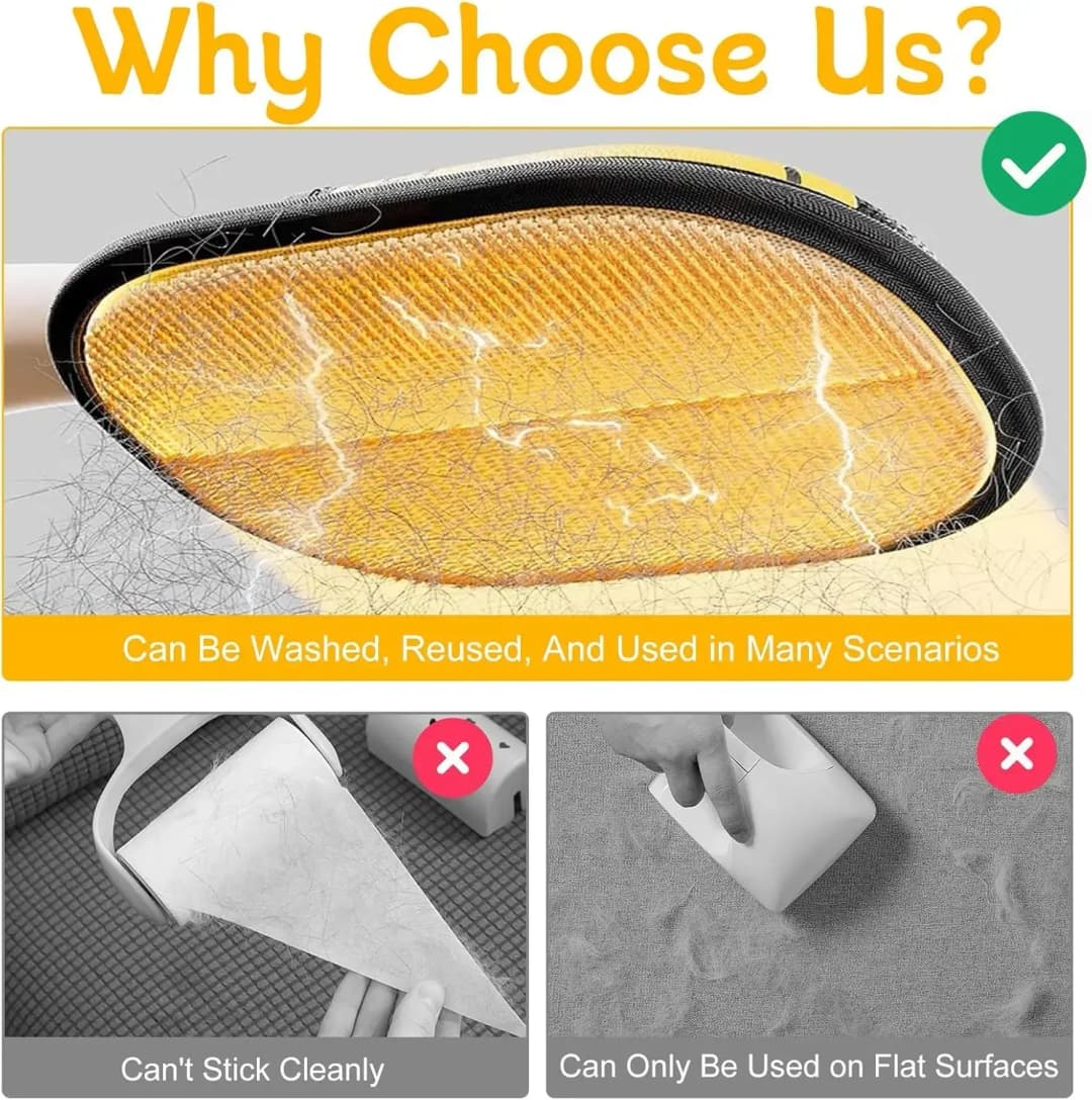 Pet Hair Remover Brush Kitten Hair Remover Gloves Deshedding Brush Glove for Dog Cat Double-Sided Fur Hair Cleaning for Carpet - 4