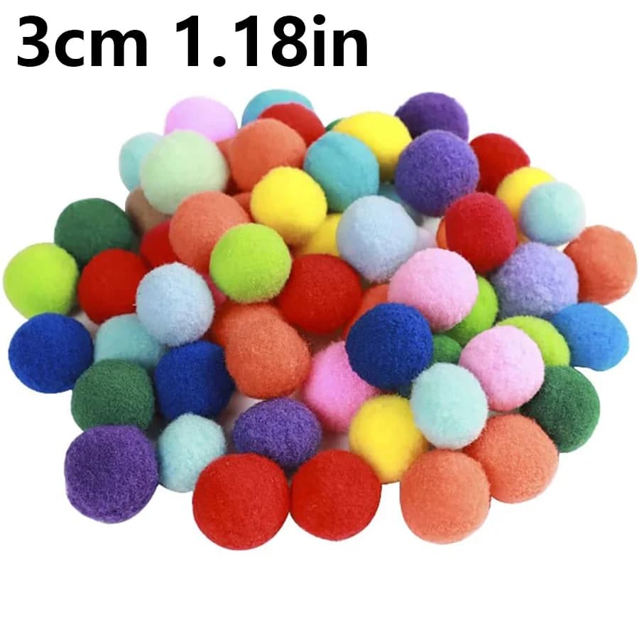 98/198pcs 3cm Colorful Plush Cat Teaser Toy Balls Chew Durable Cat Toy Balls Cat Training Toy Balls For Cat ZSY - 2