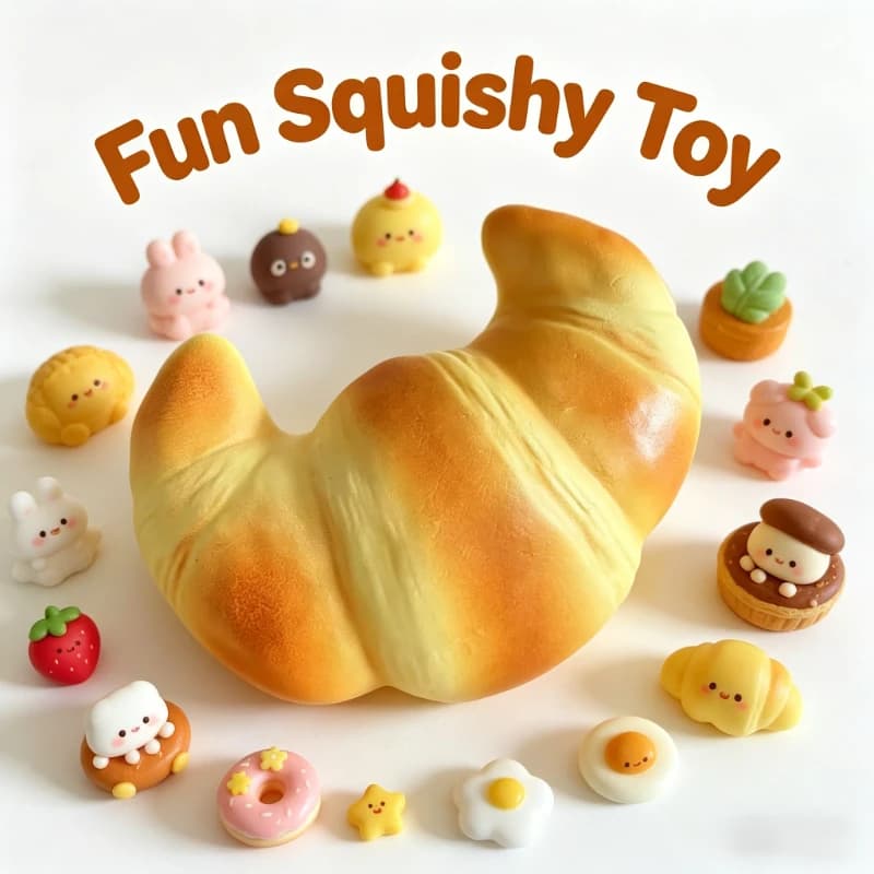 Squishy Croissant Squeeze Slow Rising Sticky Stress Relief Toy Super Soft Fake Food Creative Simulation Bread Anti-anxiety Toys - 2