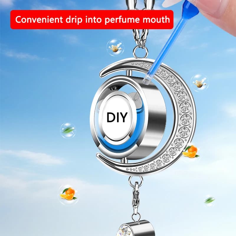 معطر هواء للسيارة على شكل قلادة قمر، معلق على مرآة الرؤية الخلفية، زجاجة فارغة مع ديكور داخلي - 3