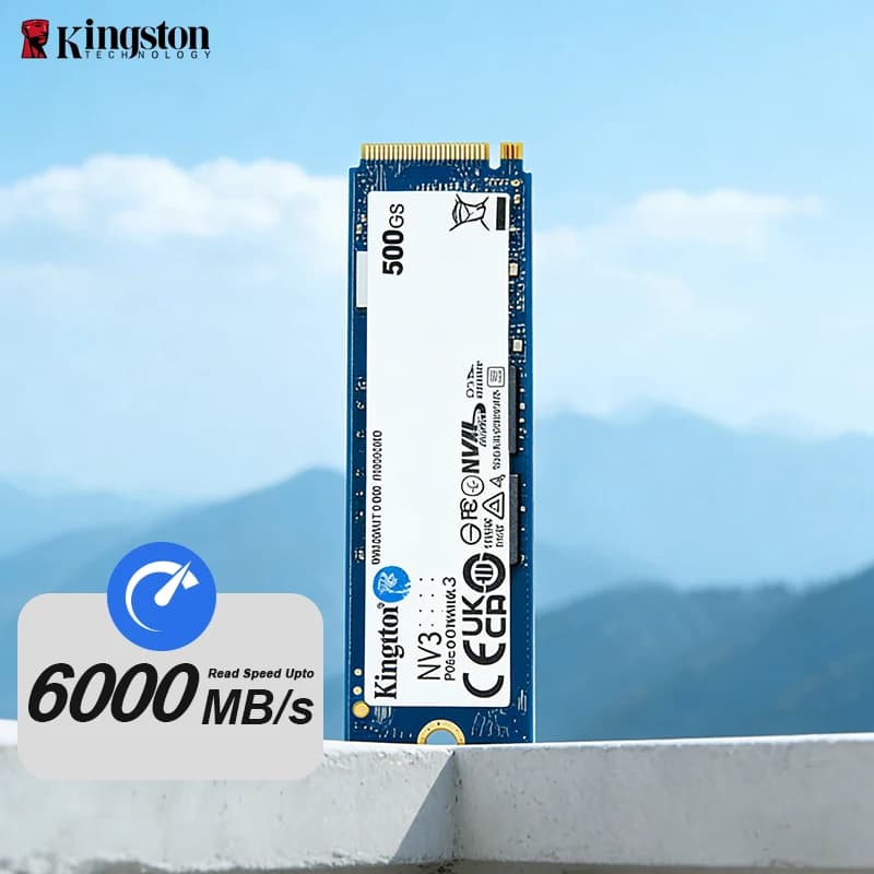 قرص صلب Kingston NV3 SSD بسعة 500 جيجا بايت و1 تيرا بايت و2 تيرا بايت، PCIe 4.0 من الجيل الرابع، سرعة تصل إلى 6000 ميجا بايت/ثانية، M.2 2280 NVMe، متوافق مع أجهزة الكمبيوتر