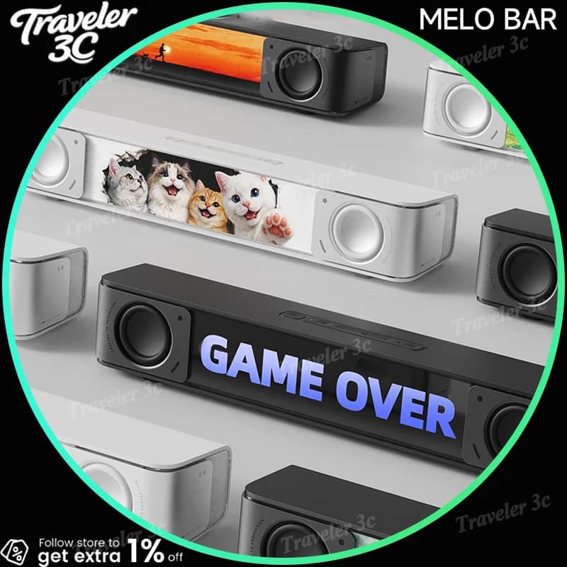 Edifier Melo Bar Bluetooth Desktop Gaming Speaker High Fidelity Interchangeable Light Board Customizable Night Mist Black Gift