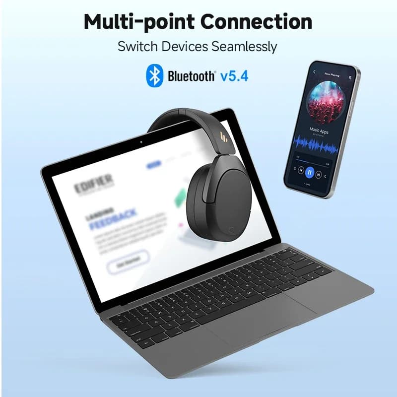 Edifier W830NB Wireless Headphones Bluetooth 5.4 Active Noise Cancelling Hi-Res Over-Ear Headset LDAC Foldable -45dB ANC 94H - 6