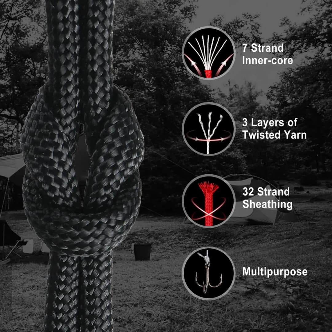 7 Strand 550 Paracord 5 15 30M 100FT Strong Heavy-Duty Camping Rope Tactical Parachute Cord Outdoor Gear Tent Rope 4mm Hiking - 5