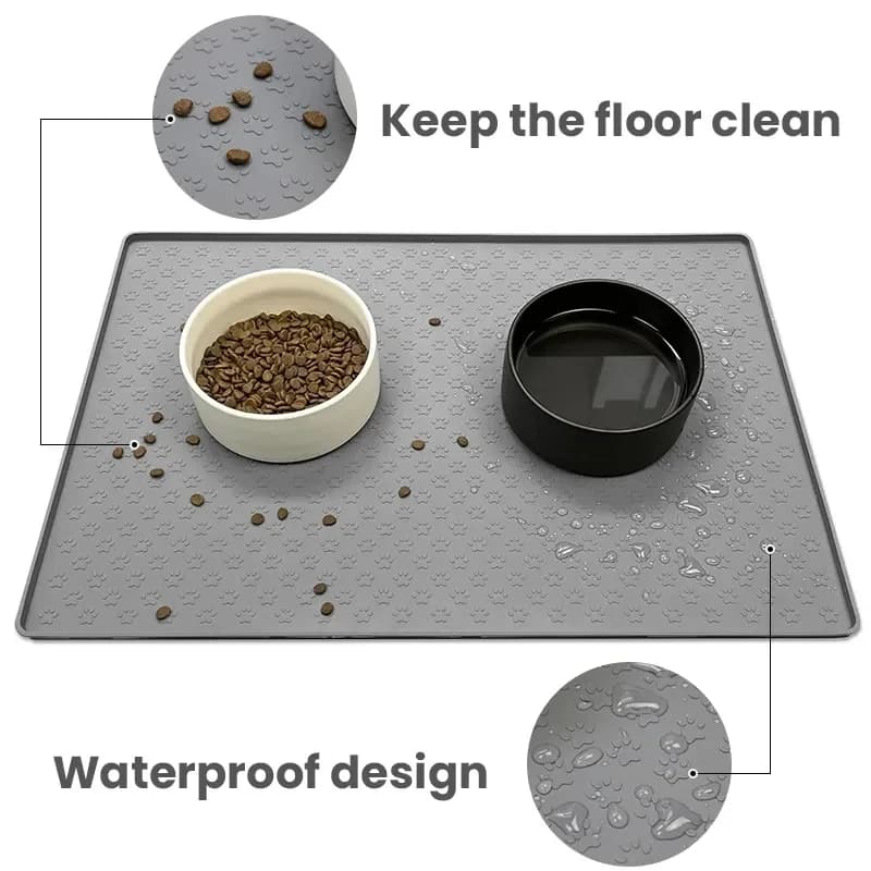 Pet Placemat Cat Dog Drinking Feeding Placemat Feeder Mats Cat Feed Mat Dog Food bowl Mat Silicone Waterproof Pet Bowl Pad - 2