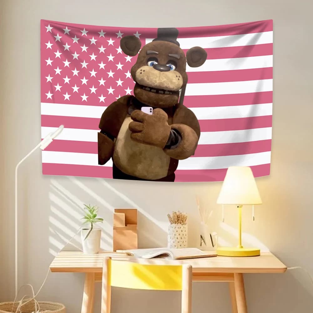 Classic Bear Game Tapestry Fnaf Prints Large Fabric Home Decor Wall Hanging Bedroom Living Room Background Friends Gift
