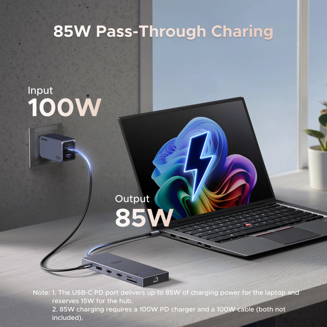 يوجرين 12-في-1 هاب يو اس بي تايب-سي إلى 2HDMI 4K120Hz DP USB3.2 10Gbps SD/TF RJ45 PD100W لماك بوك ديل اتش بي ملحقات لابتوب دوكينغ - 6