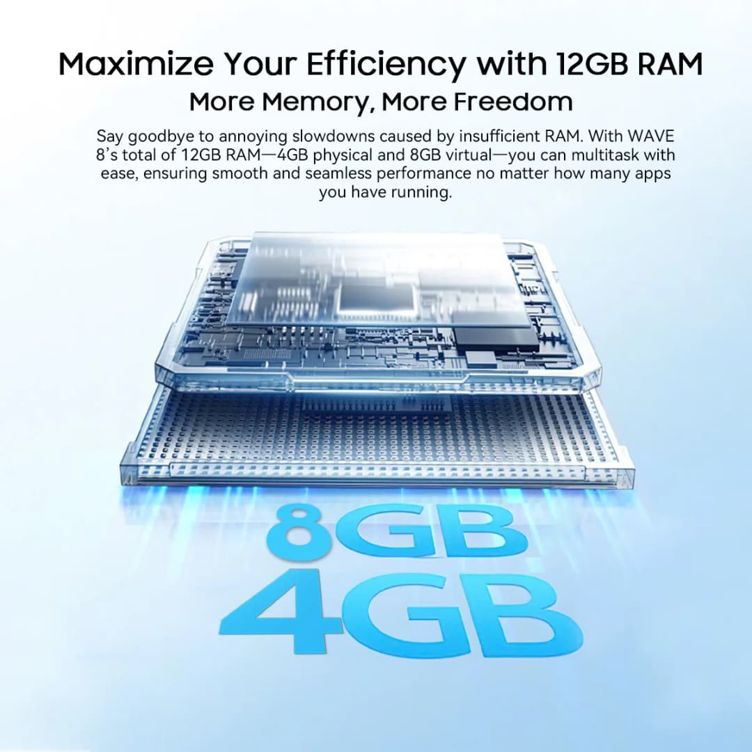 هاتف Blackview WAVE 8 الذكي بشاشة 6.56 بوصة إتش دي+آي بي إس، معالج ثماني النواة T606 سعة 128/256 جيجابايت، بطارية 5000 مللي أمبير، كاميرا 13 ميجابكسل بنظام أندرويد 14 - 3
