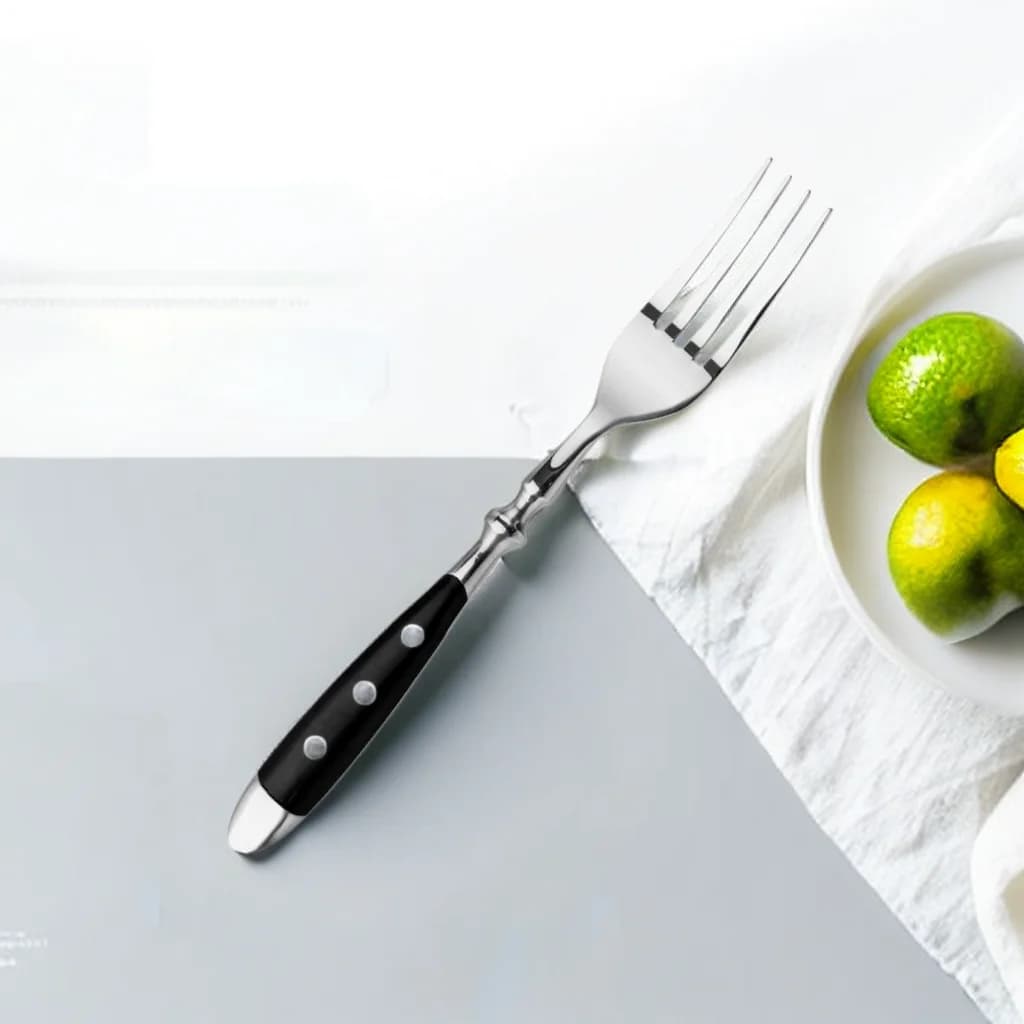 4/6/8/12 Pcs Steak Knives Forks Set Sharp Blade Black PP Handle Outdoor BBQ Picnic Meat Cutter Multi-function Fish Cutting Knife - 4