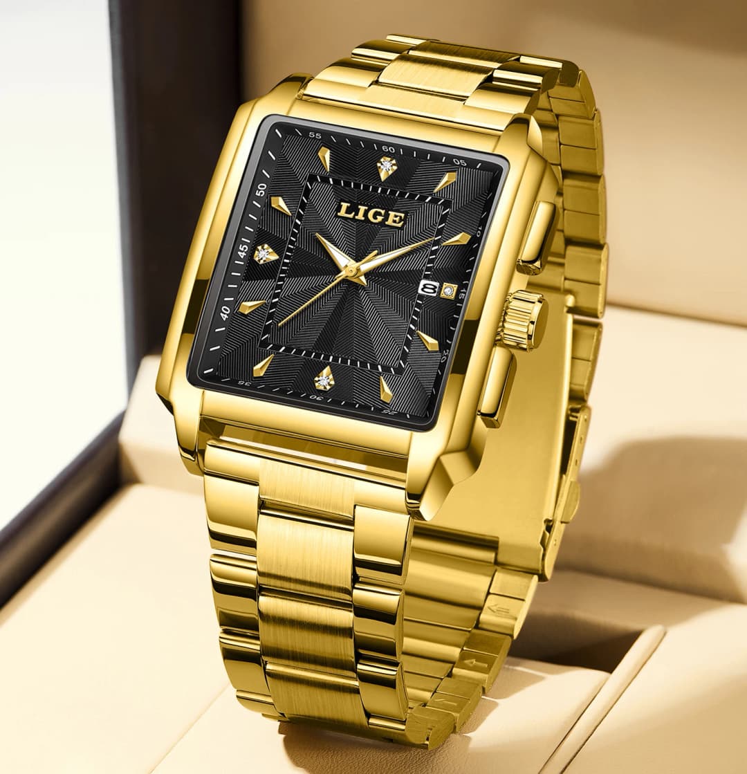 LIGE Fashion Business Watch Men Square Sport Waterproof Watches For Men Top Brand Luxury Military Quartz Chronograph Wristwatch - 2