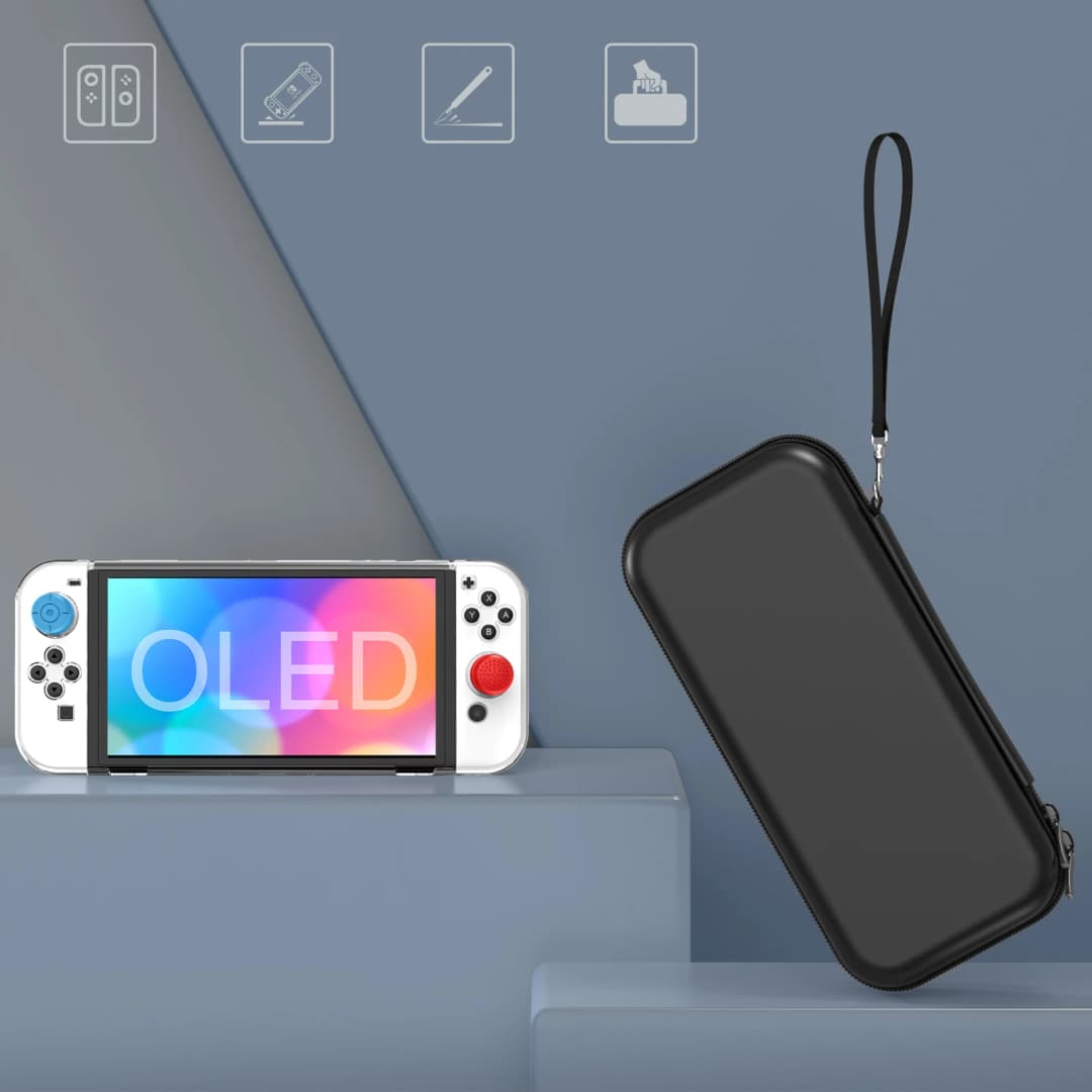 لـ Switch OLED Model Carrying Case 9 in 1 مجموعة ملحقات لـ 2022 نينتندو سويتش OLED موديل مع حافظة واقية - 4