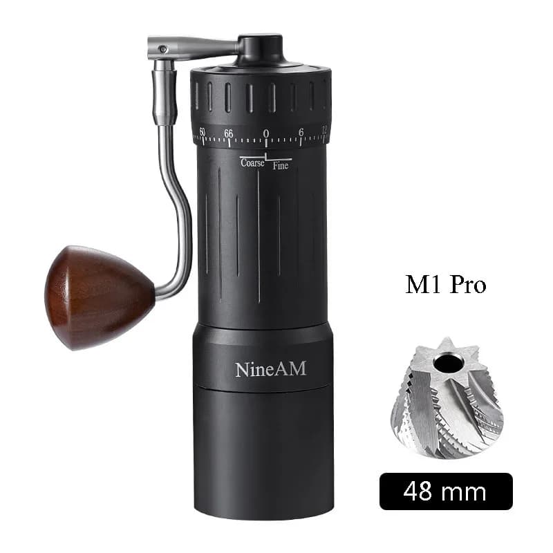 مطحنة قهوة يدوية NineAM M1/Pro، ترقية جديدة 2024، شفرة مخروطية من الفولاذ المقاوم للصدأ 48 ملم، مناسبة للإسبريسو، أدوات مطبخ