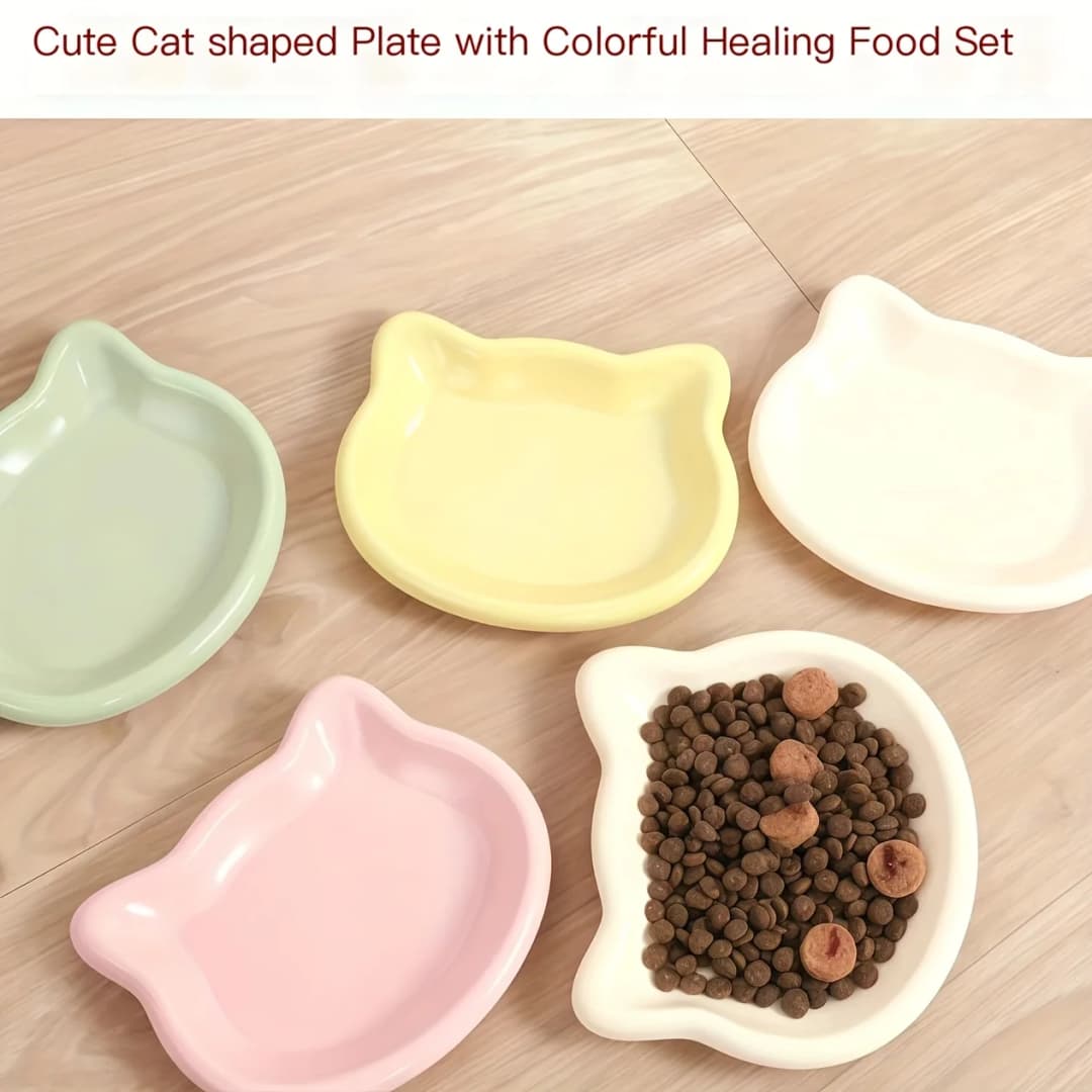 4-Color Pet Bowl Cat Food Dish Canned Snack Frozen Meal Plate for Dwarf Cats Premium Anti-Black-Nose Pet Dish Home Use Pet Bowl. - 3