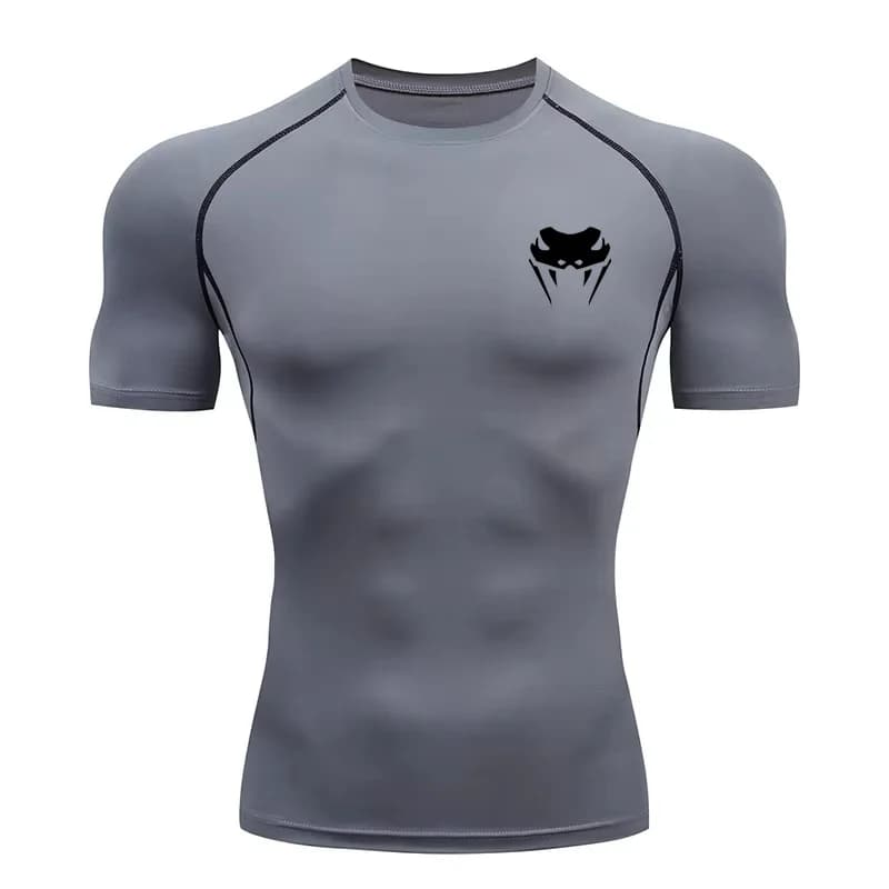 Men Compression Shirt Short Long Sleeve Quick Dry | All Season Workout Top for Gym Running Fitness UV Protection - 2