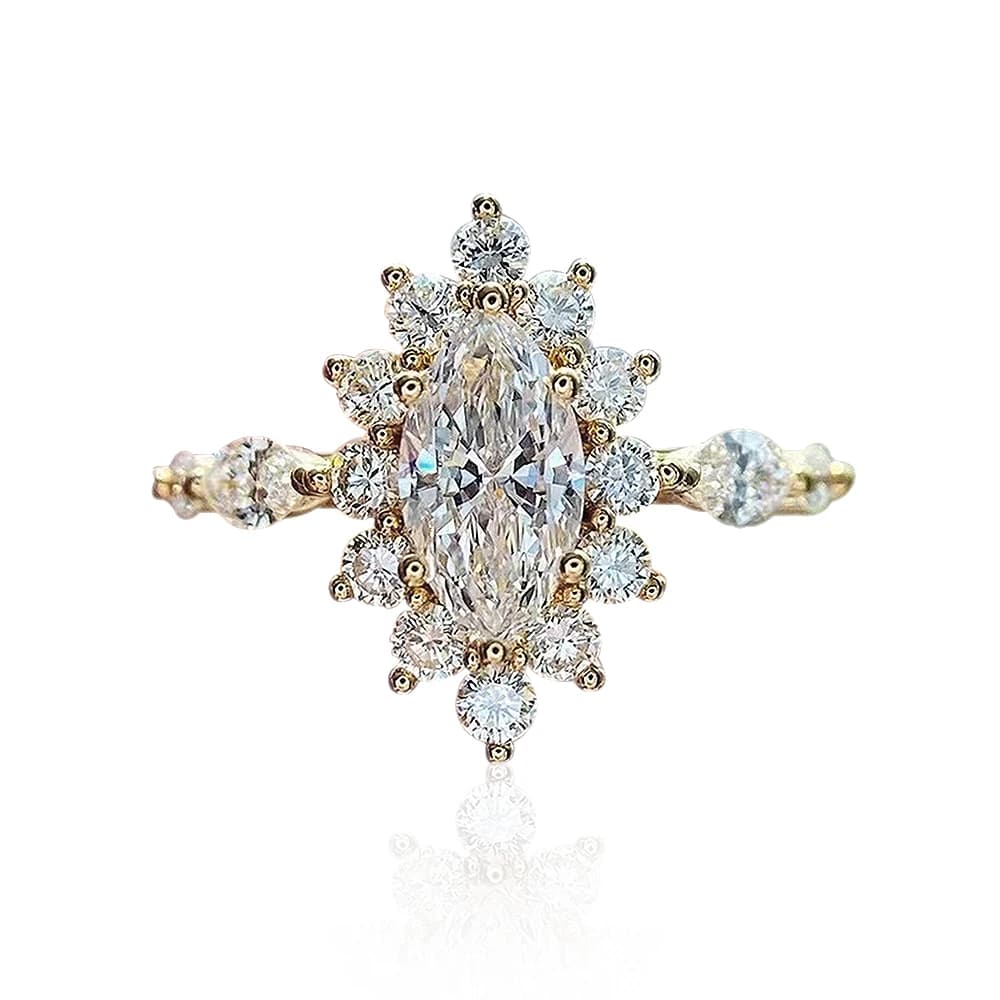 خواتم مرصعة بالزركونيوم المكعب اللامع بلون ذهبي من هويتان، خواتم خطوبة وزفاف عصرية، إكسسوارات نسائية فاخرة، مجوهرات 2022 - 4