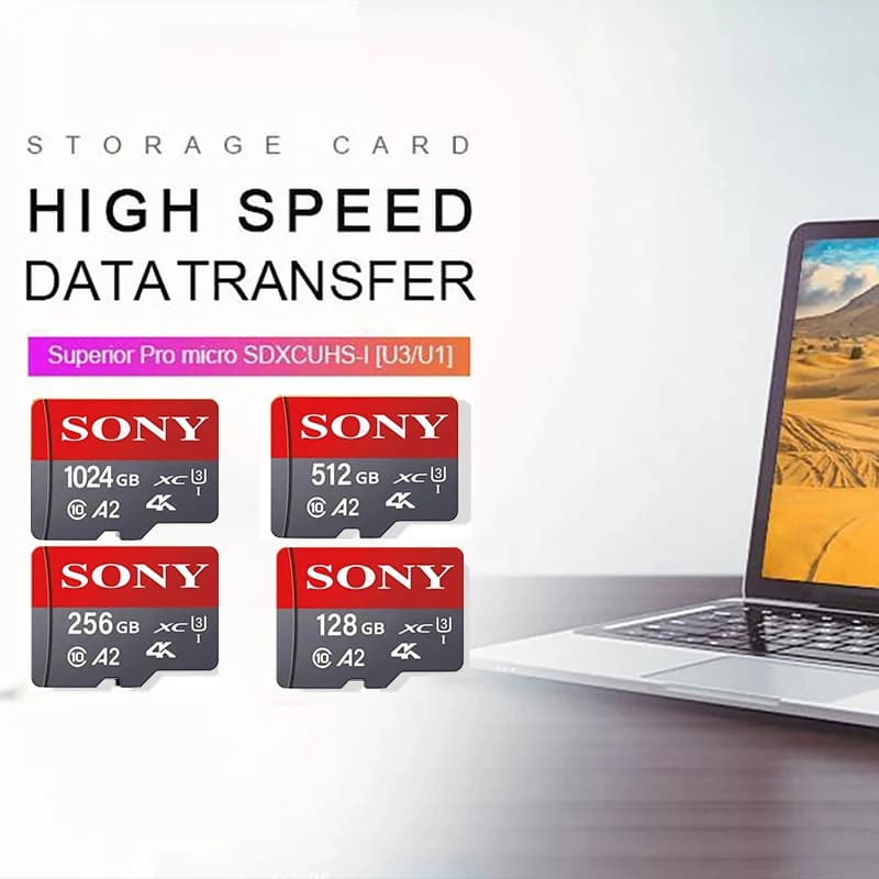 سوني - بطاقة ذاكرة مايكرو SD عالية السرعة 128 جيجابايت 256 جيجابايت 1024 جيجابايت 512 جيجابايت 64 جيجابايت U3 A2 بطاقة فلاش TF لكاميرا سوني والكمبيوتر - 3