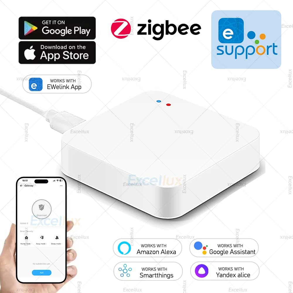 مركز بوابة EWelink Zigbee 3.0 جسر لاسلكي أتمتة المنزل الذكي تحكم بتطبيق EWelink أليكسا جوجل هوم تحكم صوتي أليس