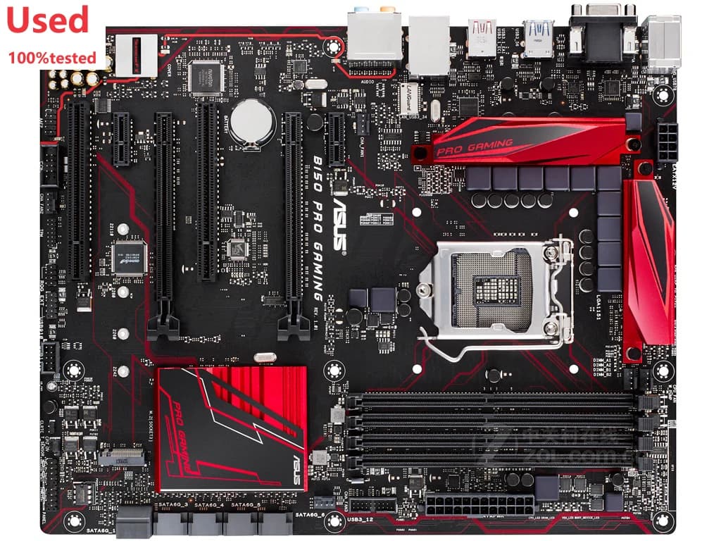 ASUS B150 PRO GAMING Intel B150 LGA 1151 4 x DDR4 DIMM 64GB PCI-E 3.0 1 x M.2 SATA3 VGA HDMI USB3.1 ATX Used Motherboard